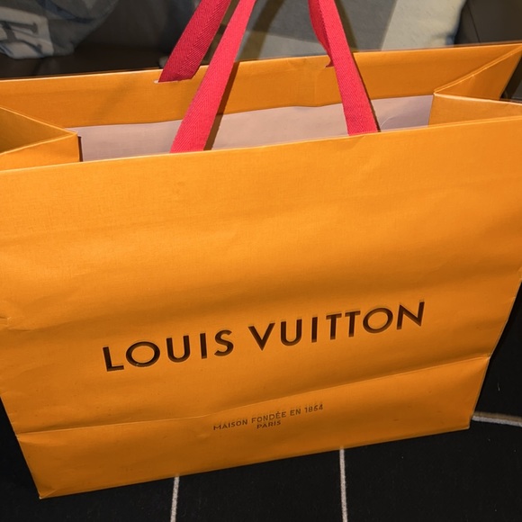 Louis Vuitton extra large shopping gift paper orange present decor wrapping bag - Picture 2 of 6